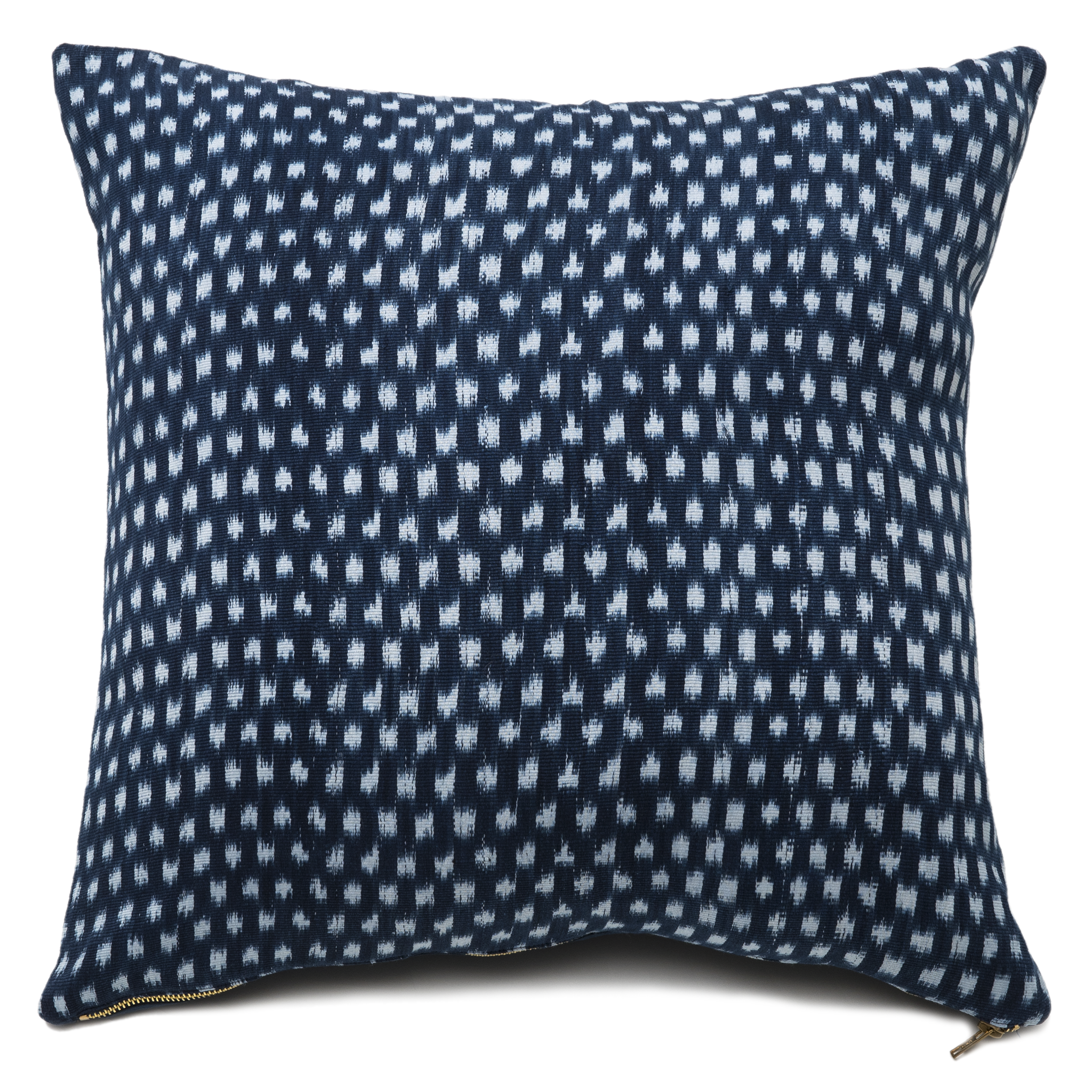 Ikat Dots 18 X 18 inch Cream and Dark Blue Throw Pillow